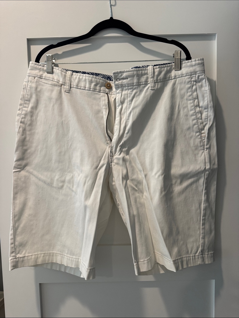 Tommy Bahama White Flat Front Cotton Shorts